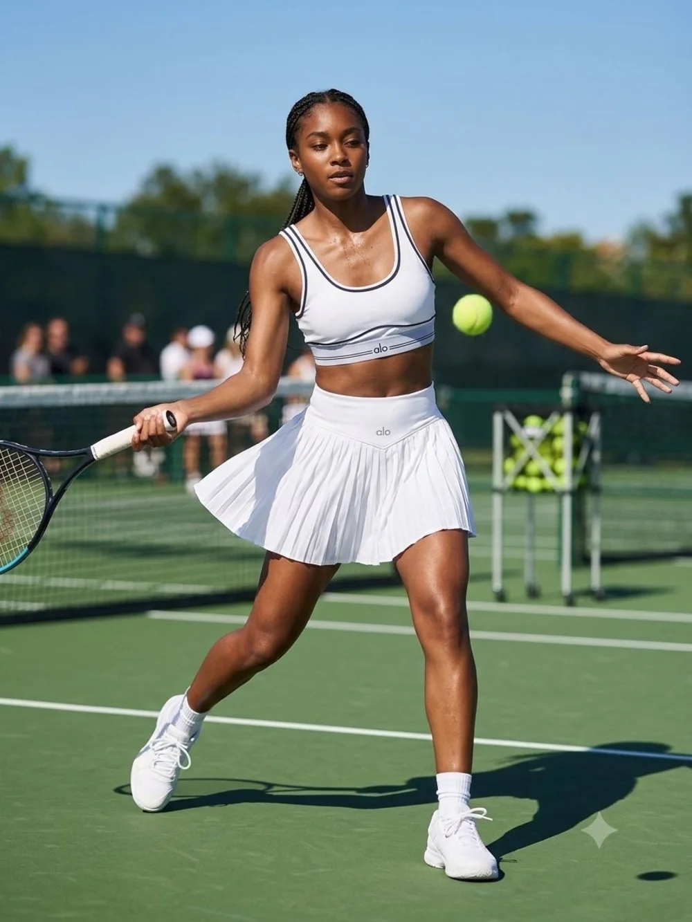 ALO Yoga White Pleated Tennis Skirt